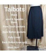 Talbots Black Vintage Front &amp; Back Pockets Wool Blend Fully Lined Back B... - £25.96 GBP