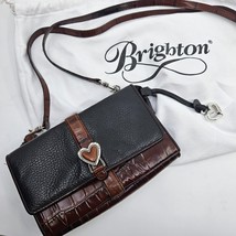 Brighton Small Crossbody Bag Wallet Style Croc Reptile Pattern  Strap Brown - £21.78 GBP