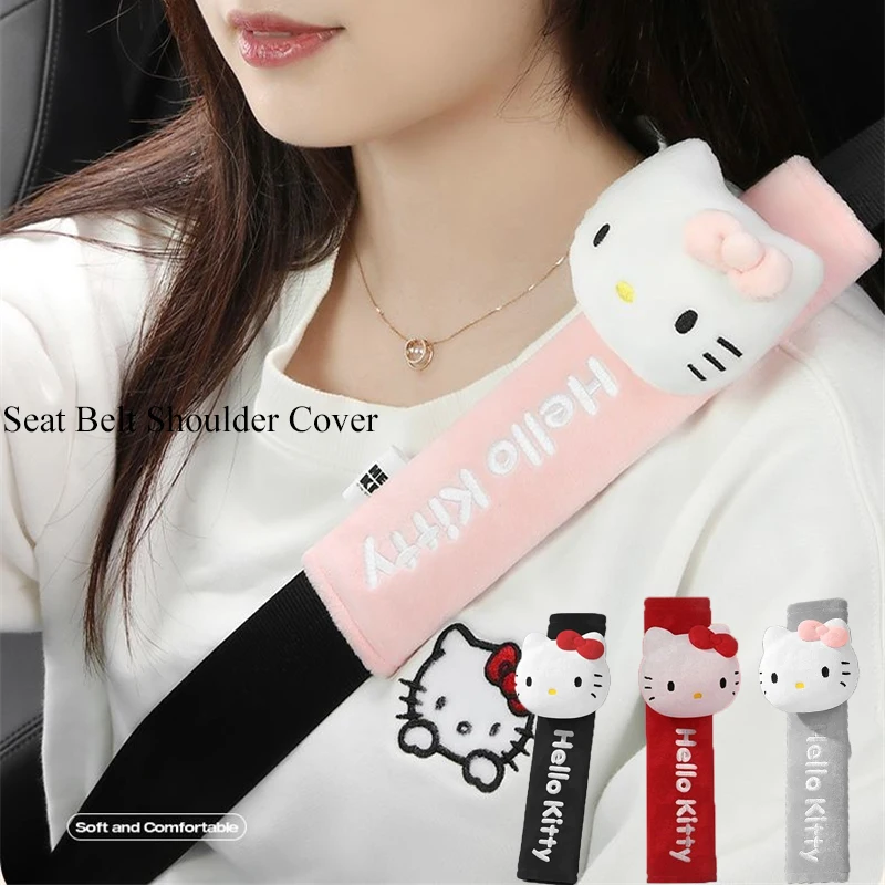 Sanrio Kawaii Hello Kitty Car Seat Belt Shoulder Cover Cartoon Car Safety Belt - £16.16 GBP+