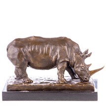 Exquisite Bronze Rhinoceros Sculpture By Renowned Artist Milo – A Majestic Blend - £346.74 GBP