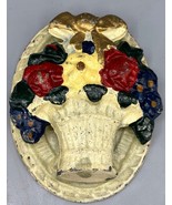 Vtg Cast Iron Door Knocker Flower Basket Hand Painted - $21.67