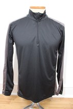 Marmot L Black Gray Mock Neck 1/4 Zip Tech Active Long Sleeve Shirt - £20.49 GBP