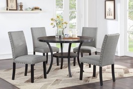 Falaise Dining Set 5-Piece in Dark Brown Finish and Padded Chairs ( Round ) - £597.47 GBP