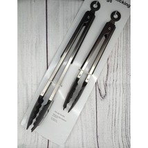 Tongs nylon head stainless steel 9&quot; &amp; 12&quot; kitchen utensils cooking black... - $13.20