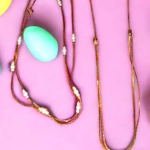 Beautiful vintage gold and pearl necklace and one slide adjustable gold ... - €15,62 EUR
