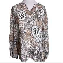 Chicos Additions Semi Sheer Patterned Neutral Top Cover Up Sz 2 - £17.91 GBP