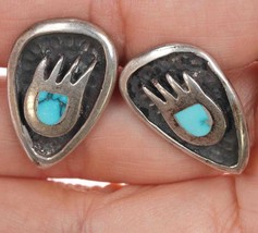 c1970&#39;s Navajo silver claw form channel inlay cufflinks - $108.90