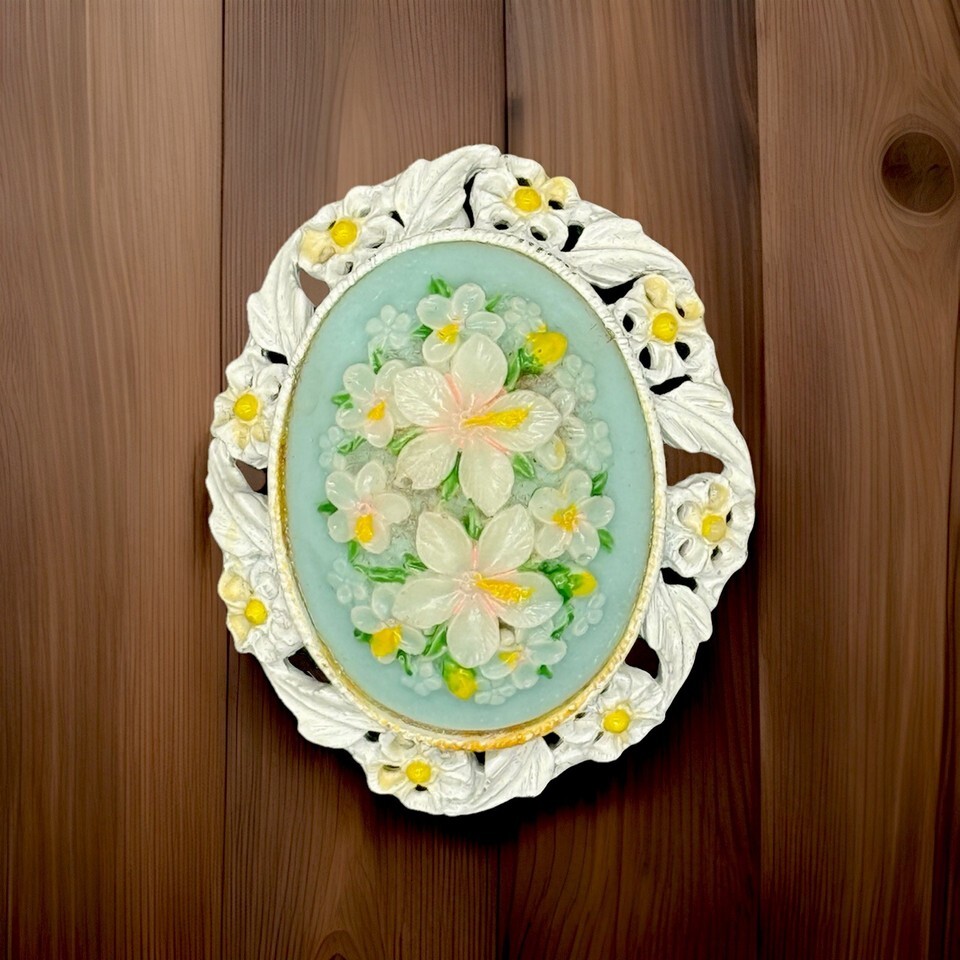 Vintage Hand Painted Floral Brooch/Pin/Pendant Reverse Carved,Enamel Fra... - $25.21 Vintage Hand Painted Floral Brooch/Pin/Pendant Reverse Carved,Enamel Fra... - $25.21