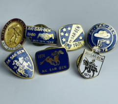 AK-SAR-BEN Rodeo Horse Racing Knights VTG Hat Lapel Pins Lot Of 7 Aksarben 1970s - £27.37 GBP