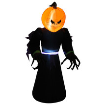 7ft Inflatable Halloween Blow Up Pumpkin Reaper Light Up Yard Decoration, LED Li - £73.18 GBP