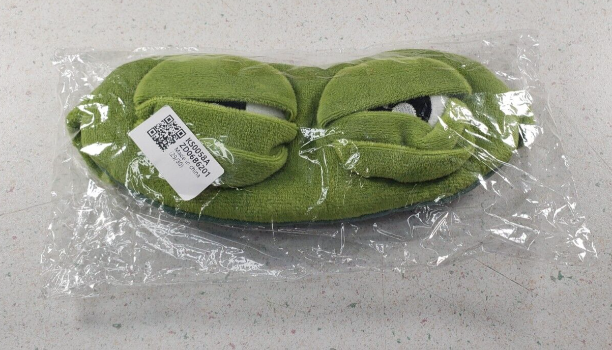 Soft Plush Sleeping Mask Travel Eyes Sad Frog Padded Rest with Relaxing 3D - $8.68