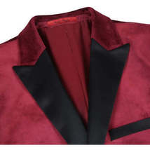 Men's Renoir Velvet Tuxedo Blazer Jacket Satin Peak Lapel Slim 290-8 Burgundy image 4