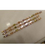 DAZZLING 18K PLATED FAUX KUNZITE PERIDOT CITRINE AMETHYST WHITE TOPAZ BR... - $37.19