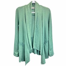 Logo by Lori Goldstein Waterfall Cardigan Green Size S Lace Trim Open Dr... - £22.34 GBP