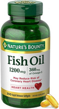 Nature&#39;s Bounty Fish Oil, 200 Ct 1200 Mg, 360 Mg Omega-3 Supports Heart ... - $14.84