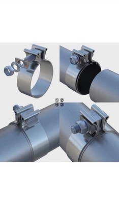 2x1.75" Exhaust Clamp Narrow Band For Muffler Exhaust Pipe Stainless Steel Item image 5