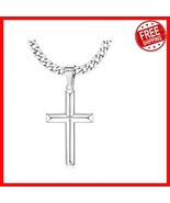 925 Sterling Silver Cross Necklace with Durable Stainless Steel Chain, G... - $935.95 MXN