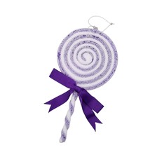 Christmas Ornament Lollipop Purple White Sugared 7&quot; Gingerbread House Candy Land - £10.72 GBP