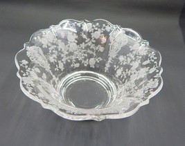 Cambridge Rose Point Pattern Etched Clear Glass Mayonnaise Flared Bowl - £27.90 GBP