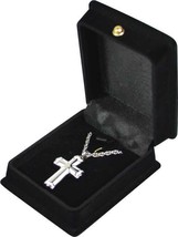 White &amp; Silver Cross Pendant Urn w/20&quot; chain &amp; black velvet display box - $149.99