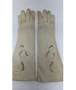 GLOVES Vintage Size 6- 7 Off-White Opera Over  Beaded With Rinestones An... - $40.30 CAD