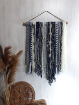 Boho yarn tapestry Tapestry from yarn in boho style - blue, denim, white... - £71.15 GBP