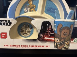 Star Wars Luke, Chewy, Han, Leia 5PC Bamboo Fiber Dinnerware Set - £22.01 GBP
