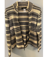 Jones New York  Womens Full Zip Sweater Brown/Black  Striped Size L - $19.80