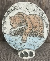 Shapes of Clay Brown Bear w/Salmon Wall Plaque With Stand St. Helens Ash - £18.78 GBP