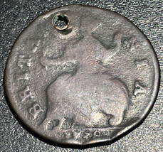 1738 UK United Kingdom King George II Colonial Half 1/2 Penny Regal 8.38g Coin - £19.36 GBP