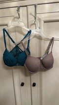 Lot Of 2 Underwire Auden Bras 34D T Shirt &amp; Demi Racerback - £8.00 GBP