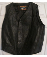 Men&#39;s SILVER BIKE Black Leather Motorcycle Moto Biker Vest W/Pockets Siz... - £55.24 GBP