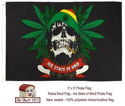 Rasta Skull Flag - Irie State of Mind Pirate Flag - Cannibus Flag new in... - £7.77 GBP
