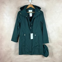 Cole Haan Signature Back Bow Packable Hooded Raincoat, Pine Green NWT XS - £47.25 GBP