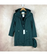 Cole Haan Signature Back Bow Packable Hooded Raincoat, Pine Green NWT XS - £47.59 GBP