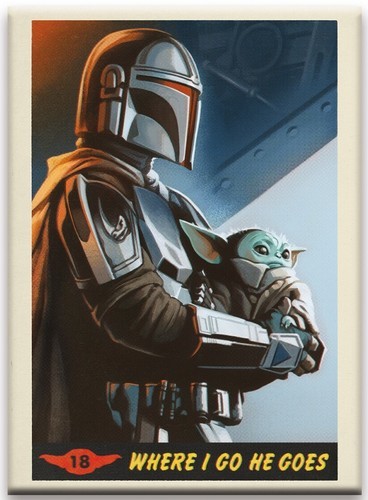 Star Wars The Mandalorian with Grogu Trading Card Image Refrigerator Mag... - $3.99