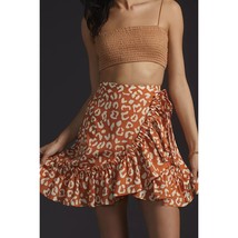 New Anthropologie Hutch Wrap Mini Skirt $130 PLUS 1X Orange Motif  - $80.09 CAD