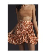 New Anthropologie Hutch Wrap Mini Skirt $130 PLUS 1X Orange Motif  - $80.01 CAD