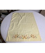 Vintage Single Hand Embroidery Pillowcase Yellow w/ Butterflies 27x20 - £14.66 GBP