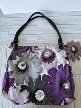 Brighton Tote Handbag Canvas Purple Floral Magnetic Snap BloomsBerry *READ* - £58.53 GBP