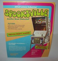 Spooksville Pinball FLYER Original Spooky Horror Artwork Sheet 1973 Allied - £29.96 GBP