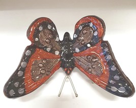 Tilnar Art - Orange &amp; Black Butterfly -6.5cm high,13.5cm wide-Recycled Aluminium - £15.56 GBP