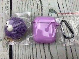 Earbuds Case Silicone Purple With Keychain Fluffy - $20.19