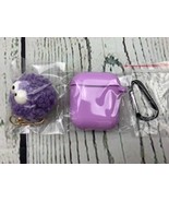 Earbuds Case Silicone Purple With Keychain Fluffy - £15.87 GBP