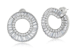 Crystals By Swarovski Baguette Earrings in Rhodium Overlay Stud Back Gor... - $53.40