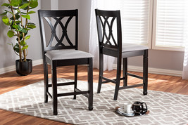 Asgart Gray Fabric Espresso Brown Counter Height Pub Chair Set of 2 - $189.00