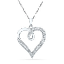 10k White Gold Round Diamond Heart Love Fashion Pendant 1/10 Ctw - £189.03 GBP