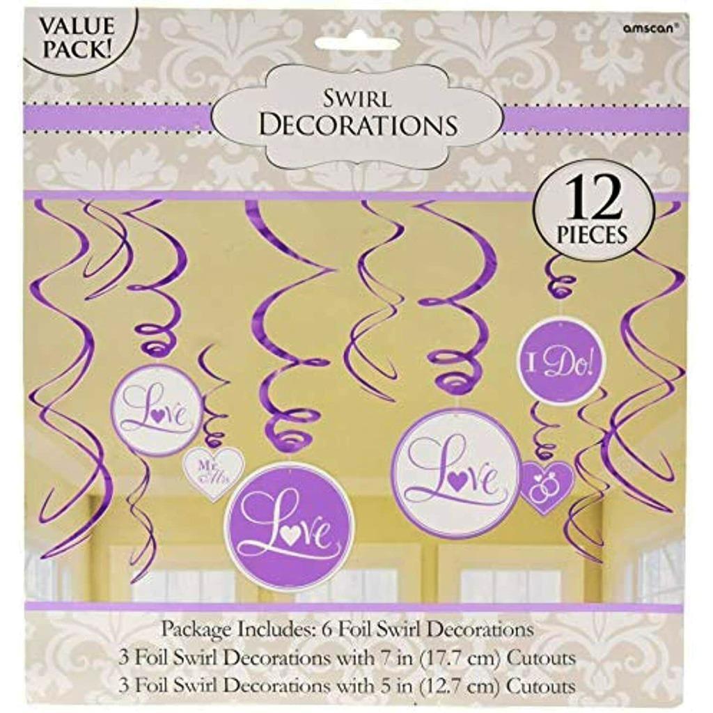 Wedding and Engagement Hanging Swirl Party Decorations 12 Pieces Lilac L... - $4.95