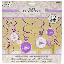 Wedding and Engagement Hanging Swirl Party Decorations 12 Pieces Lilac Love New - £3.87 GBP
