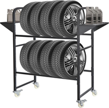 Tire Storage Rack Garage Tire Rack Adjustable, Rolling Tire 44&quot; x 44&quot; x 18&quot; - $140.68